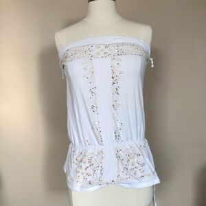 Lipsy White and Cream Embellished Off-Shoulder Top